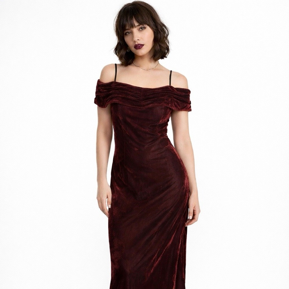 VTG Y2k Rampage Velvet Maxi Dress Sz 5 Whimsigoth Iridescent Formal Witchy 90s